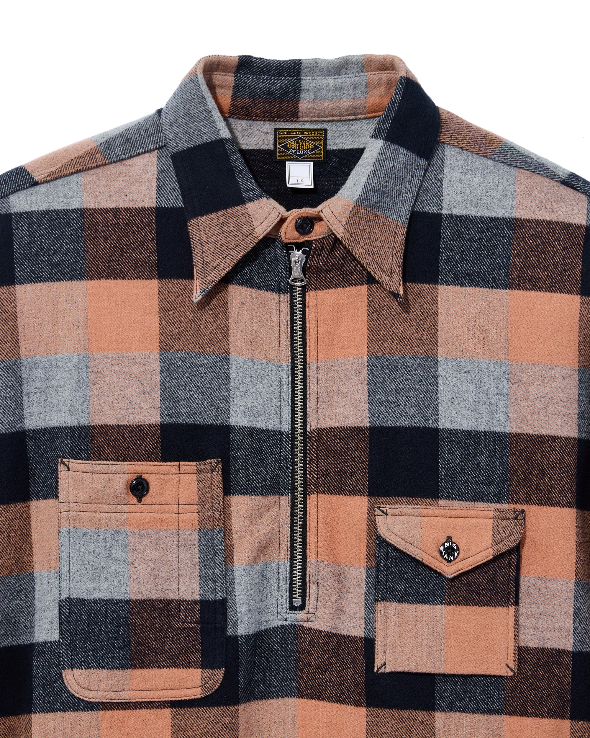 Y1936 H-ZIP FLANNEL CHECK SHIRT