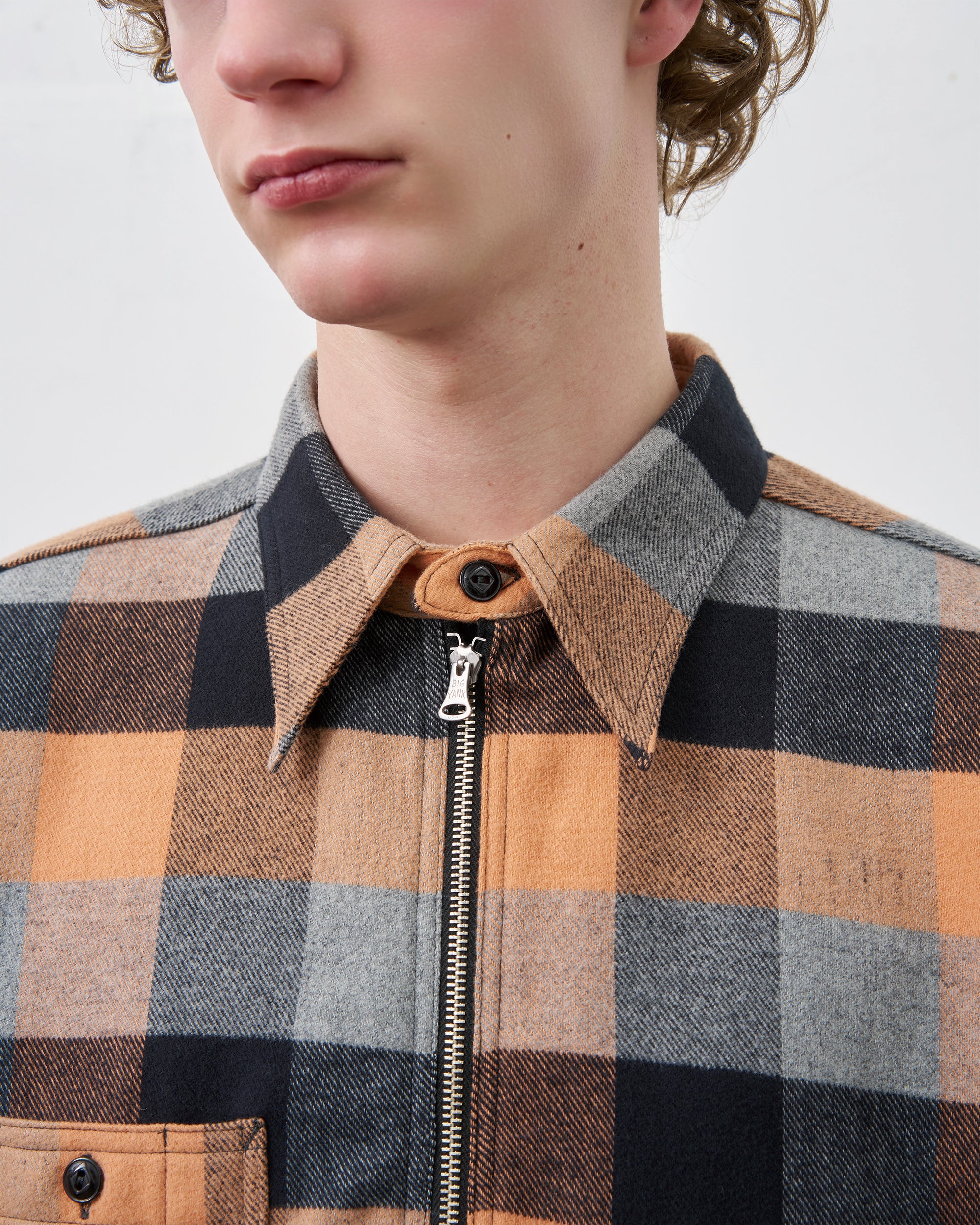 Y1936 H-ZIP FLANNEL CHECK SHIRT