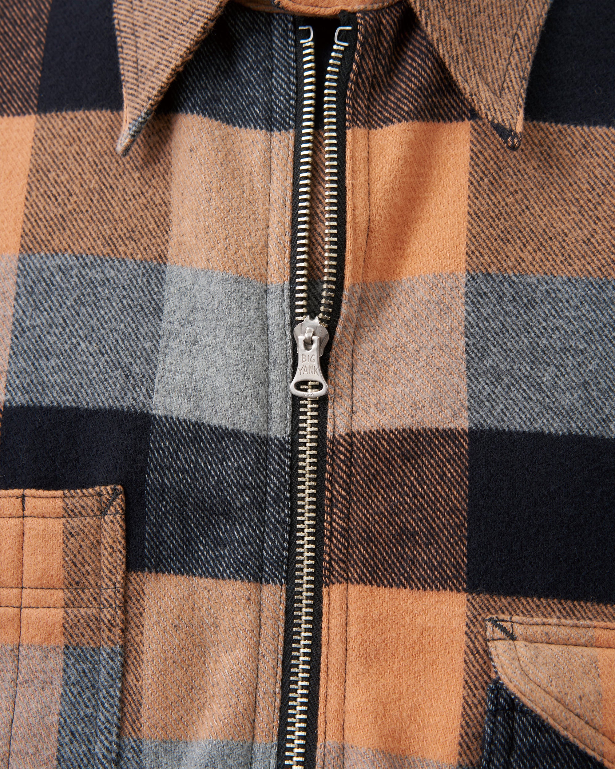 Y1936 H-ZIP FLANNEL CHECK SHIRT