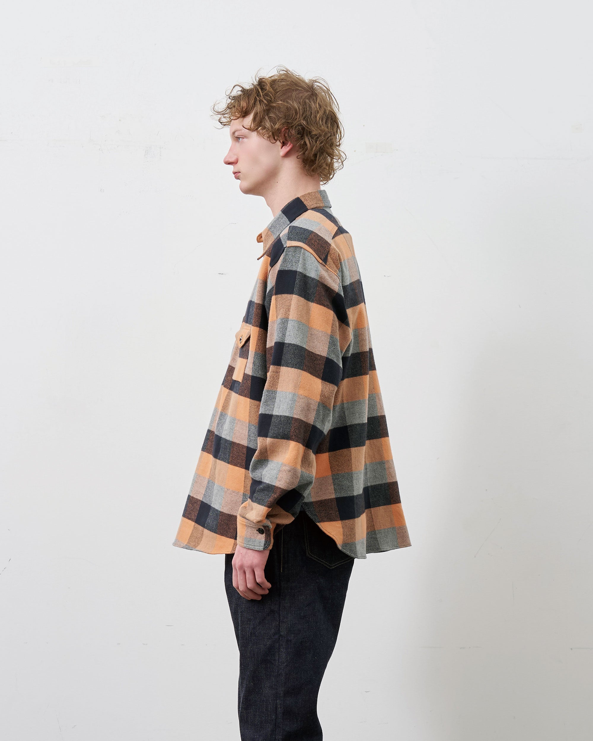 Y1936 H-ZIP FLANNEL CHECK SHIRT