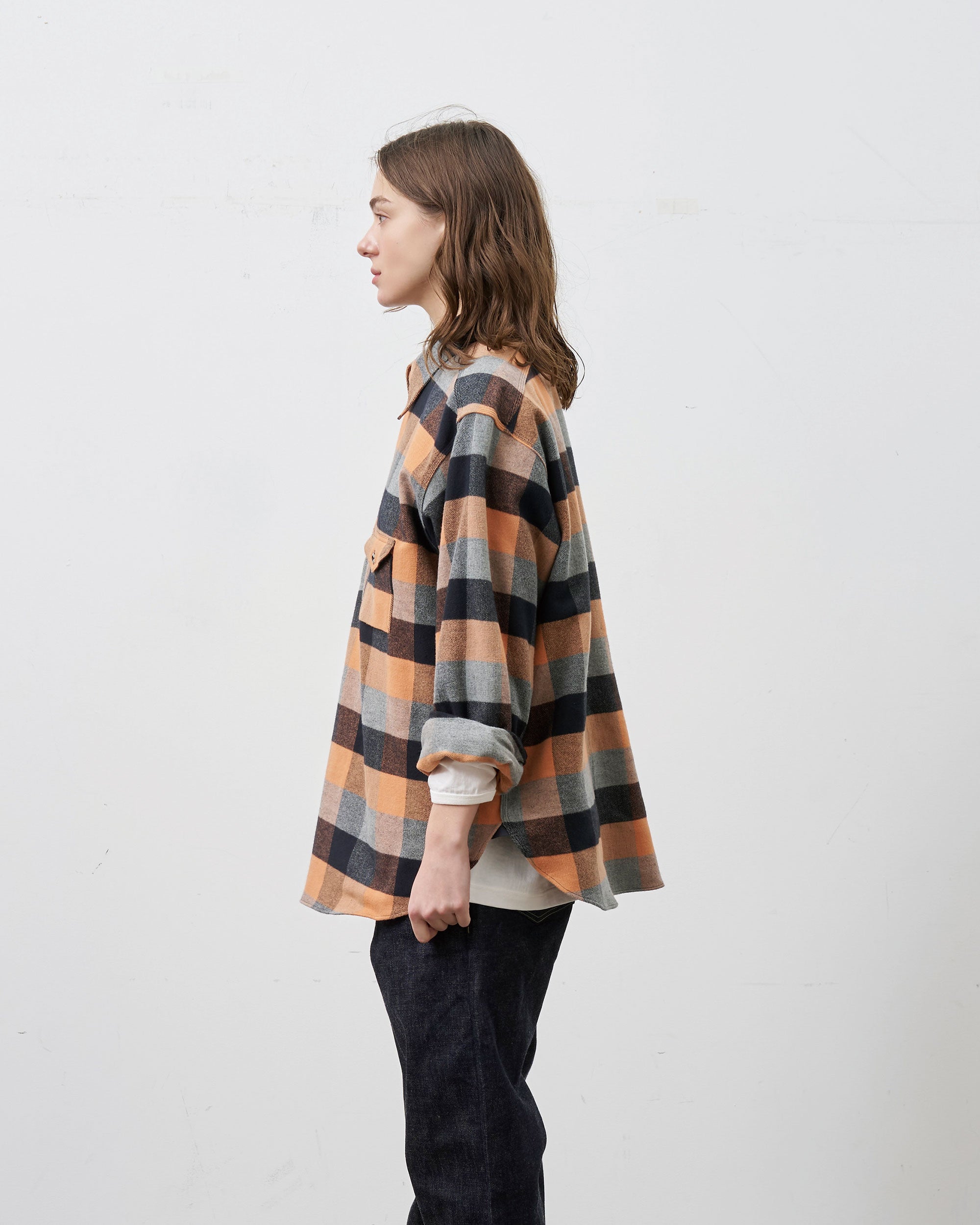 Y1936 H-ZIP FLANNEL CHECK SHIRT