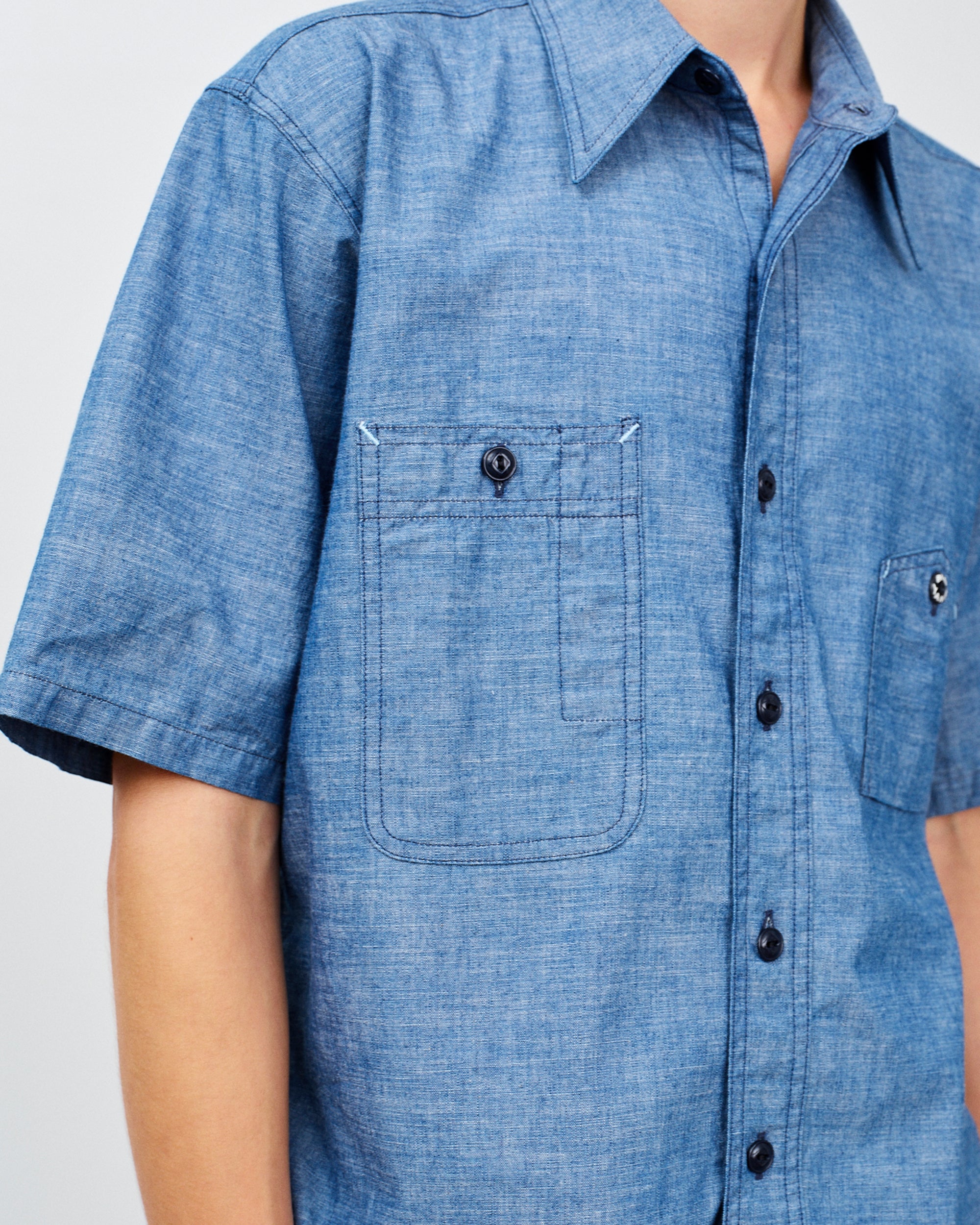 Y1942 S-SLEEVE CHAMBRAY SHIRT
